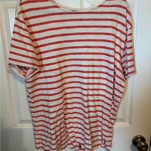 Old Navy Red and White Boxy Short Sleeve Tee